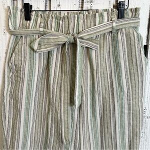 Harper‎ By Block Boho Pants Paperbag Waist Jr Size XL Stripe Earthy Belt Pockets